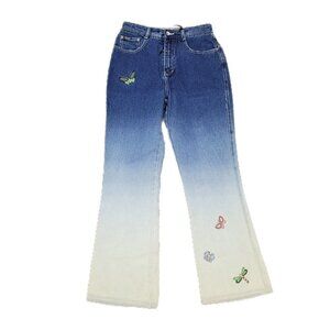 Revolt Size 16.5 Denim Jeans Blue High Rise Embroidered Ombre 5 Pockets